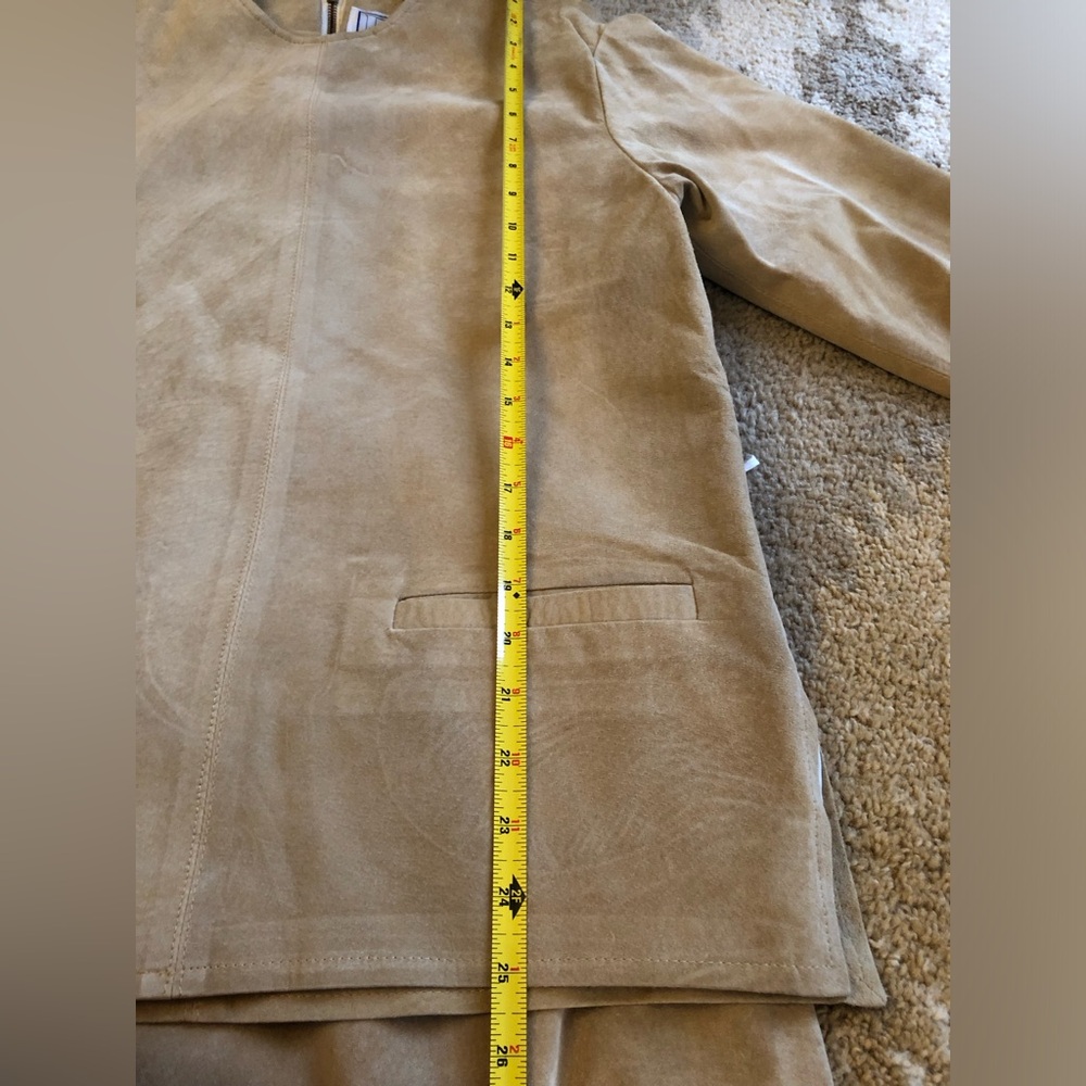 Erez Levy Saks Fifth Avenue Beige Suede Learher Skirt And Top Set Sz 4 Vintage! - Picture 5 of 16